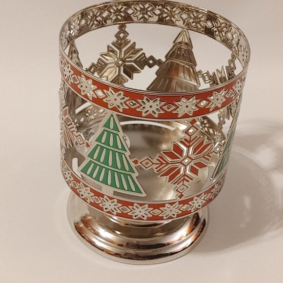 Bath & Body Works Christmas Tree Snowflake Candle Evergreen Fair Isle Pedestal - Picture 2 of 8